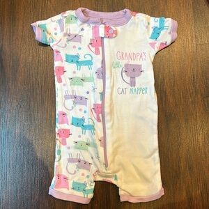 Baby Girl’s Children’s Place Cat Print Sleeper Sz 3-6M